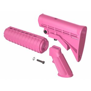 TACTICAL INTENT - KITTY PINK AR15 M4 QD ENHANCED BUTTSTOCK, HANDGUARD AND A2 GRIP FURNITURE KIT